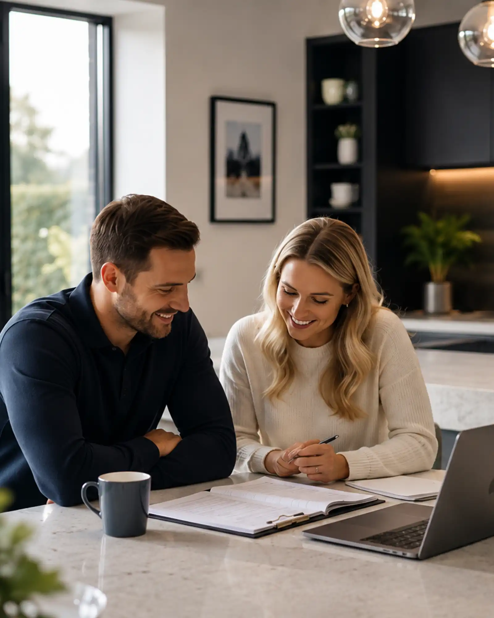 Clients discussing mortgage options with a mortgage adviser at Conrad Financial Services.