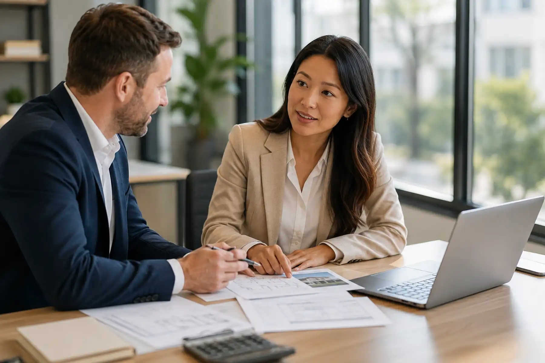 Landlord discussing Buy to Let mortgage options with a mortgage adviser.