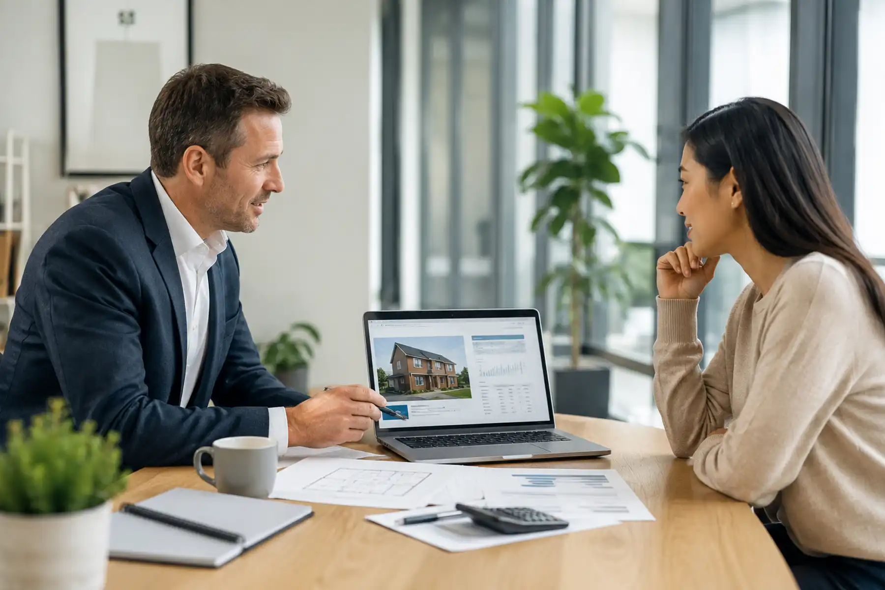 Landlord discussing Buy to Let mortgage options with a mortgage adviser.