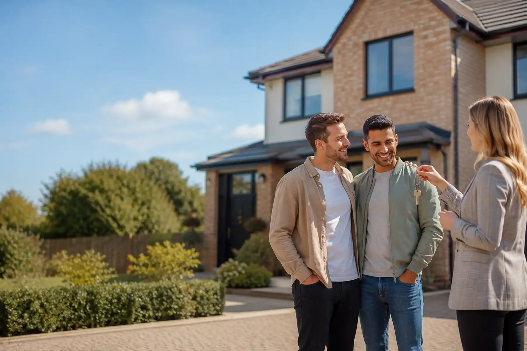 First-time buyers receiving the keys to their new UK home.