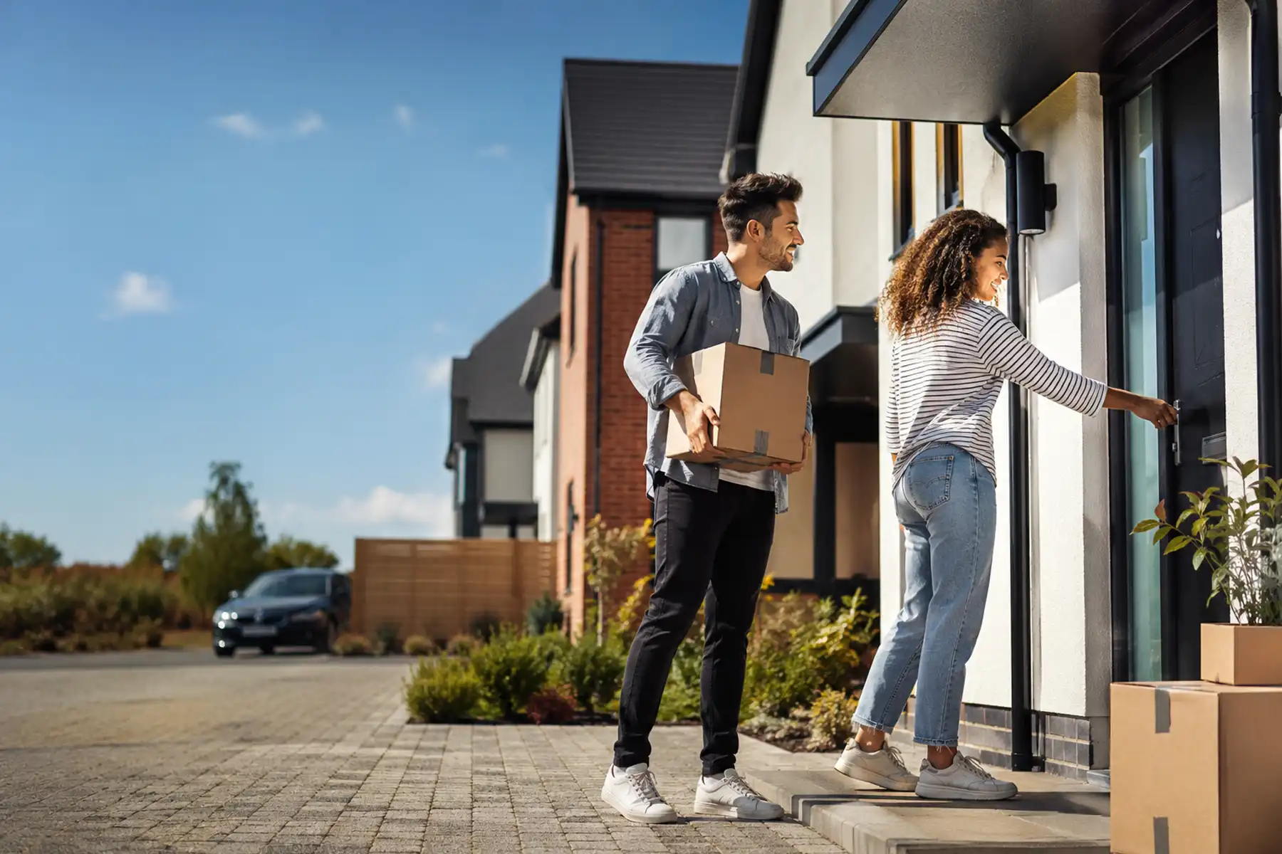 Family moving into a contemporary UK home.