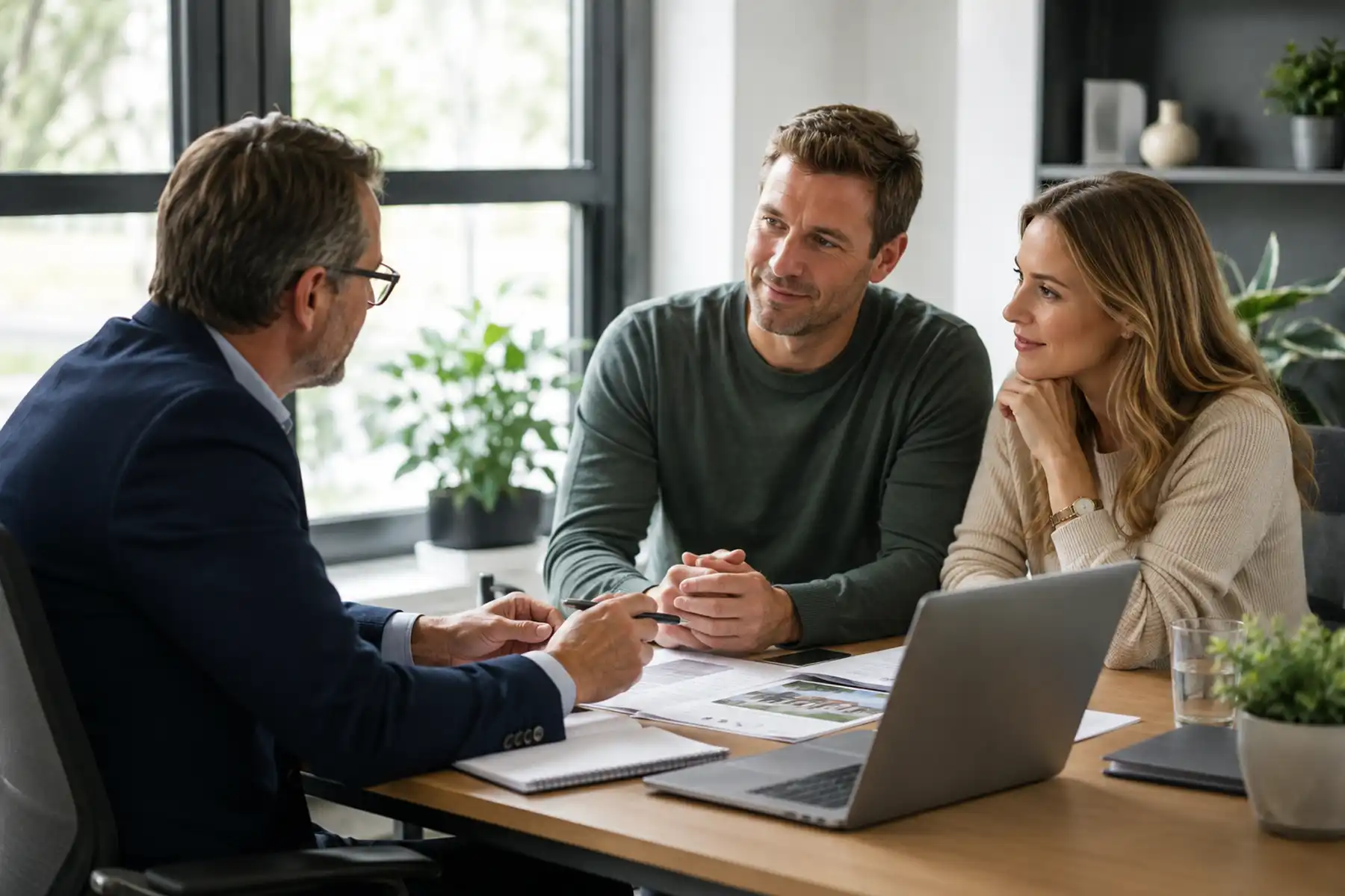 Mortgage adviser explaining Let to Buy mortgage options to homeowners.
