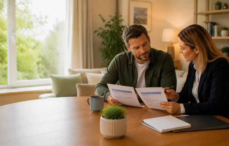 An adviser comparing an existing lender product transfer with remortgage option for a homeowner, using two unbranded documents.